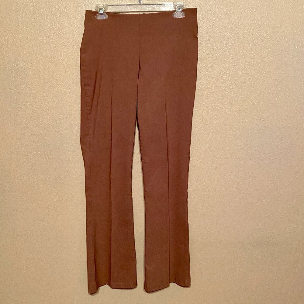 ON&ON Brown Stretch Pants Back Zipper Seamless Waist Boot Cut Approx Size (M)